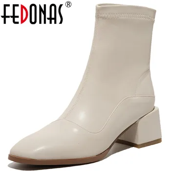 

FEDONAS Fashion Winter Shoes For Women 2020 Fall Winter Thick Heels Ankle Boots Newest Office Lady Basic Female Chelsea Boots