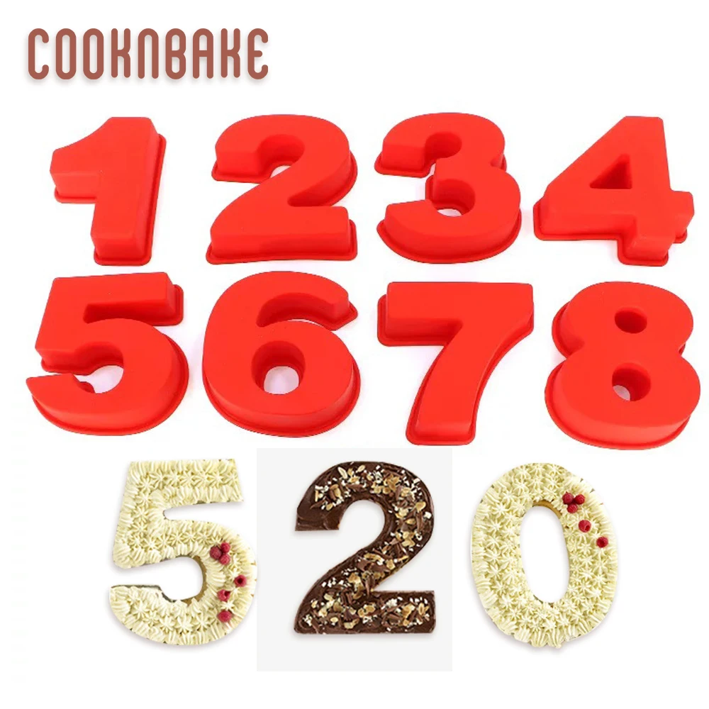 

COOKNBAKE Silicone Number Mold for Cake Pastry 0-9 Arabic Numbers Birthday Cake Mould Pudding Bread Cake Decorating Tool