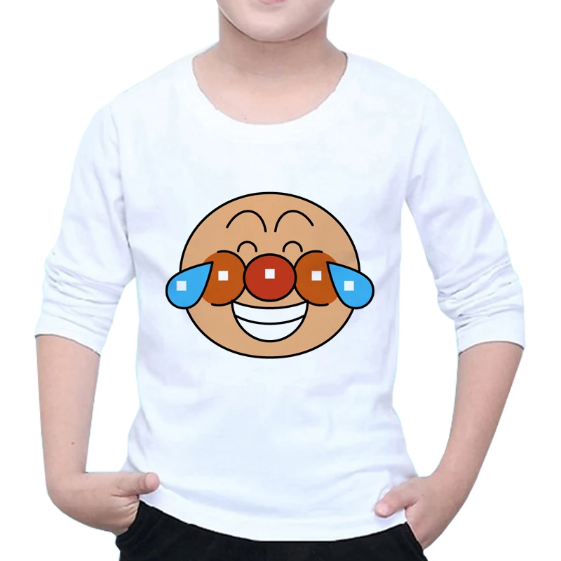 Anpanman/Детские топы с длинными рукавами для мальчиков, одежда для малышей, анпанмен, футболка для мальчиков и девочек с рисунком Супер хлеба, Z51-2