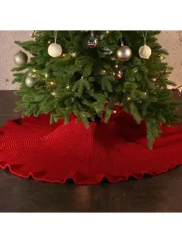 

92/122cm Rustic Christmas Tree Skirt Ornament Round Carpet Floor Mat with Ties P0RE