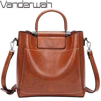 

Luxury handbag Retro Oil Wax Leather Bag Women Crossbody Shoulder bag Designer High Quality Soft Leather Messenger Bag Women sac