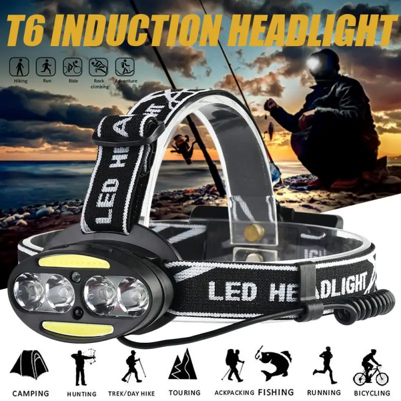 5 Modes Waterproof LED Headlamp Fishing Headlight Zoomable Lamp Waterproof Head Torch Flashlight Head Lamp Use 2*18650 Battery