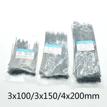 

100 Pcs Nylon Cable Self-locking Plastic Wire Zip Ties Set 3*100/3*150/4*200 MRO & Industrial Supply Fasteners & Hardware Cable
