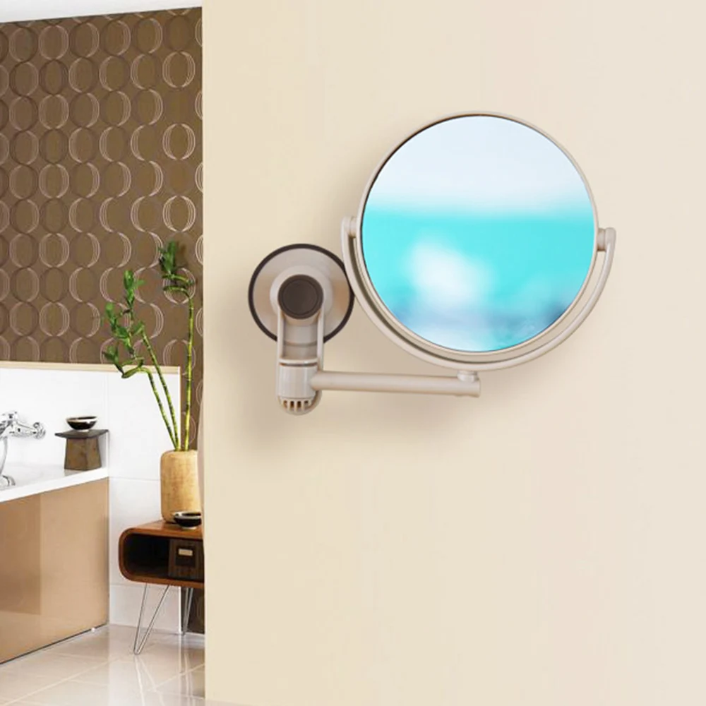 Bathroom Double-sided Makeup Mirror Hotel Bathroom Rotating Beauty Mirror Sticky Wall Hanging Suction Cup Round Vanity Mirror