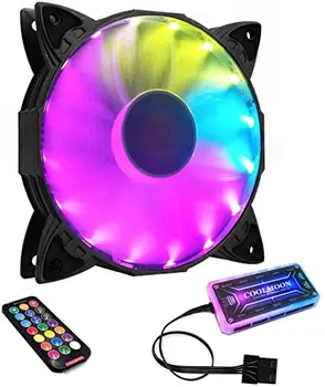 

COOLMOON 12cm Case Fan Amber Desktop Computer Case Fan 7 RGB Rainbow Colors LED Light Laptop PC Case Air Cooling Fan