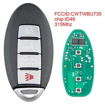 

315MHz 4 Buttons Key Fob Keyless Entry Car Remote Replacement Key Fob with ID46 Chip CWTWBU735 Fit for 2007 2008 Nissan Maxima