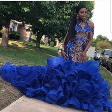 royal blue and gold mermaid dress