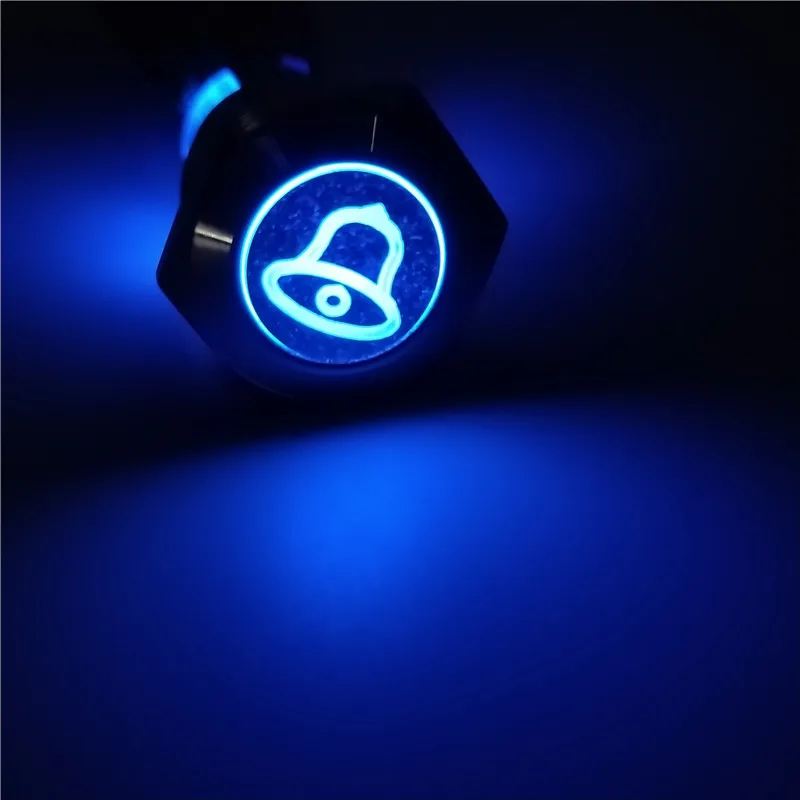 Customize various symbols 16mm Metal Push Button Switch  press button Self-reset 1NO  Flat head  Momentary With indicator light