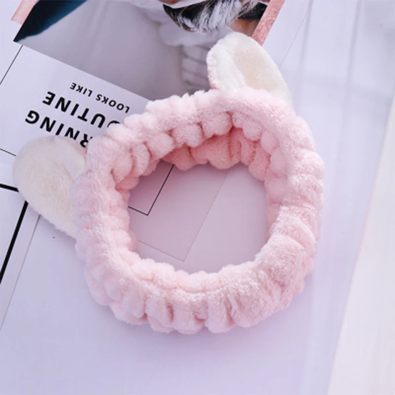 pink Женская Бабочка бант модная повязка для волос "OMG" буквы мыть лицо головная повязка Головные уборы для девочек повязки для волос коралловый флис аксессуары для волос - Цвет: pink