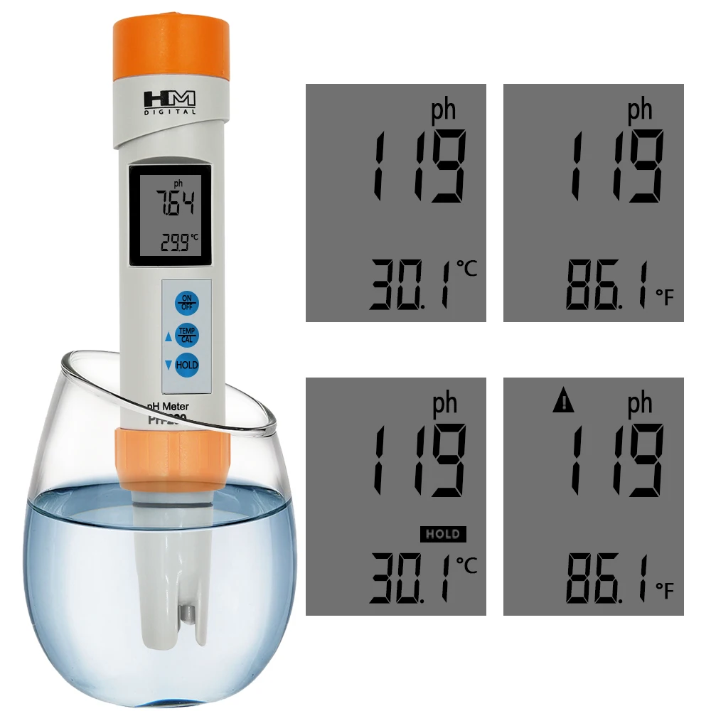 HM Digital PH-200 PH Meter COM-100 EC TDS Meter Temperature with