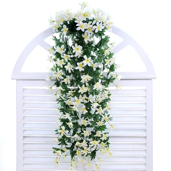 

Silk Artificial Flowers Lily Flower Vine Wall Hanging Basket Balcony Home Decoration Wedding Decor
