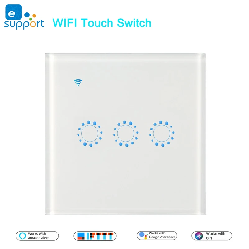 Black eWelink WiFi&RF EU Touch Panel Smart Wall Light Switch works Alexa Google 