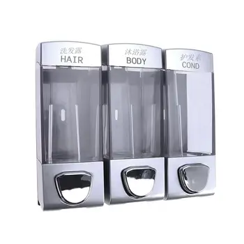 

Liquid Soap Dispenser Wall Mounted 3 Outlets Pressing Shower Dispenser Shampoo Bottle Hair Conditioner Shampoo Pump For Bathroom