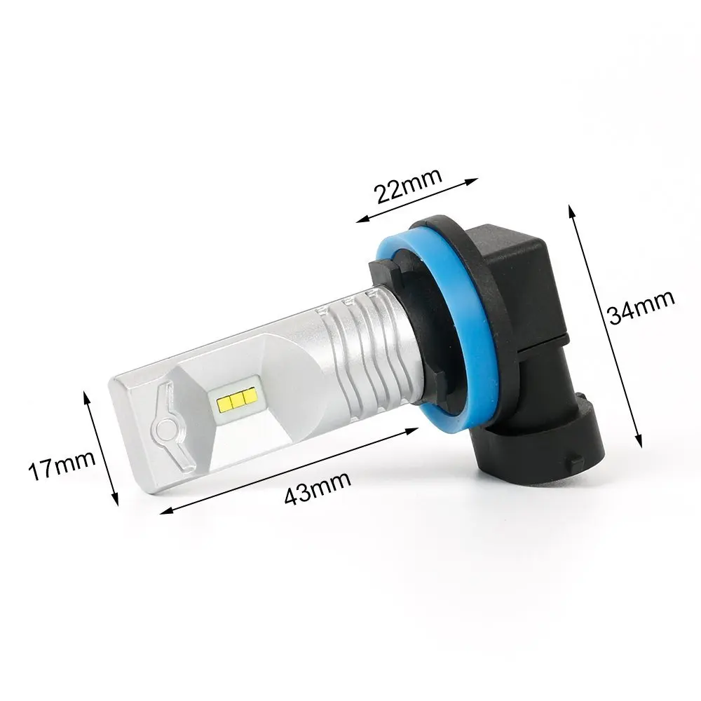 2 шт., белые лампы H11 PGJ19-2 H8 ZES LumiLEDchip Canbus Auto DRL Противотуманные фары ближнего света, Сменные лампы DC 12V + резистор без ошибок