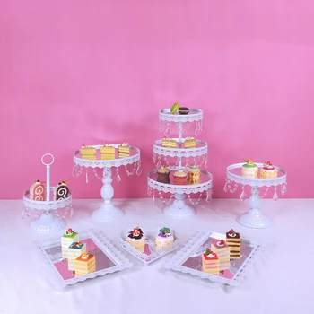 

white gold mirror metal cake stand for wedding birthday bling tall cup cake stands set dessert table cristmas decoration