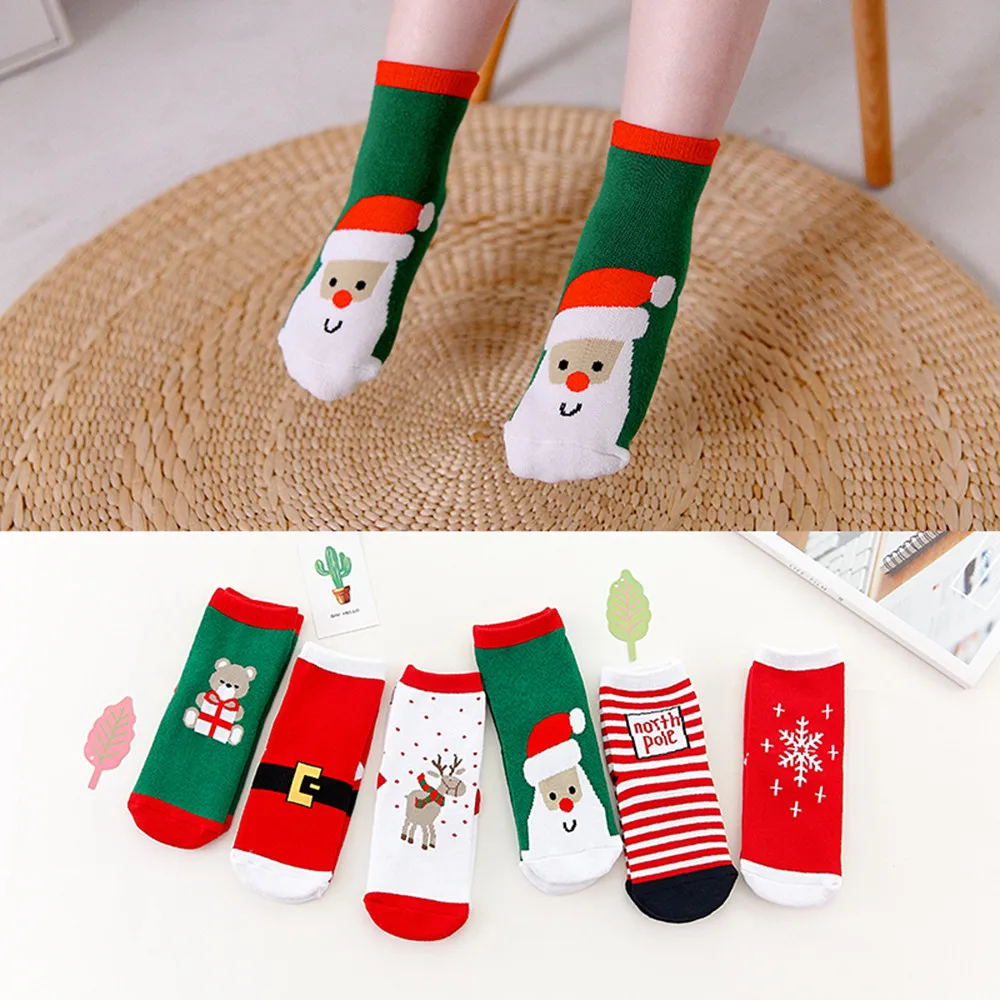 Детские носки; носки для детей; 6 пар; милые рождественские Повседневные носки для маленьких детей; милые носки унисекс; H4