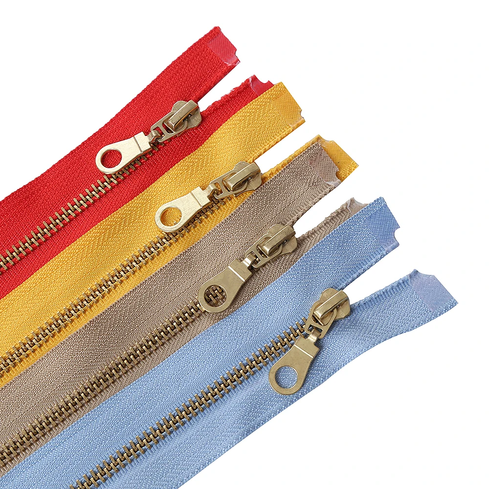 황동 금속 분리 오픈 테일 지퍼, 도넛 지퍼 포함, 재봉용 풀 지퍼, 5 (30-60cm), 2 개 세트