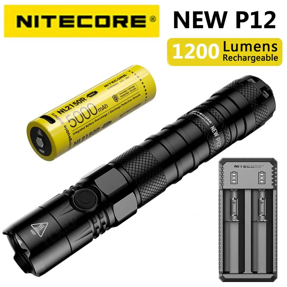 NITECORE Новый P12 ручной светодиодный тактический вспышки светильник XP L HD V6 Макс 1200