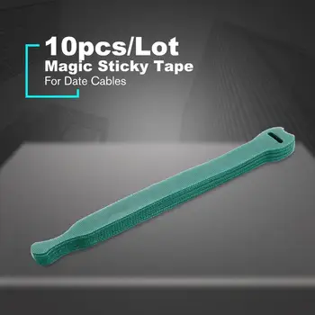 

10pcs/Lot Nylon Cable Ties Adhesive Fastener Reusable Magic Sticky Tape Hook Power Wire Loop Marker Strap Wraps Wire Tie