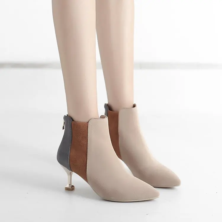 

2018 Autumn And Winter New Style Boots Women High Heels Thin Heeled Pointed-Toe Martin Boots after Zipper Mixed Colors Hot Selli