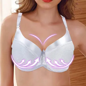 

Sexy Lace Deep V Padded Women's Bra Push Up Plunge Large Size Bra Anti-sag Sports Bras Breathing Soft Steel Ring Brassiere