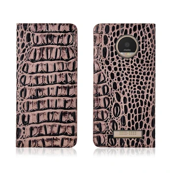 

Crocodile pattern genuine leather magnetic case card slot for Motorola Moto Z Play/Motorola Moto X Force phone bag funda cover