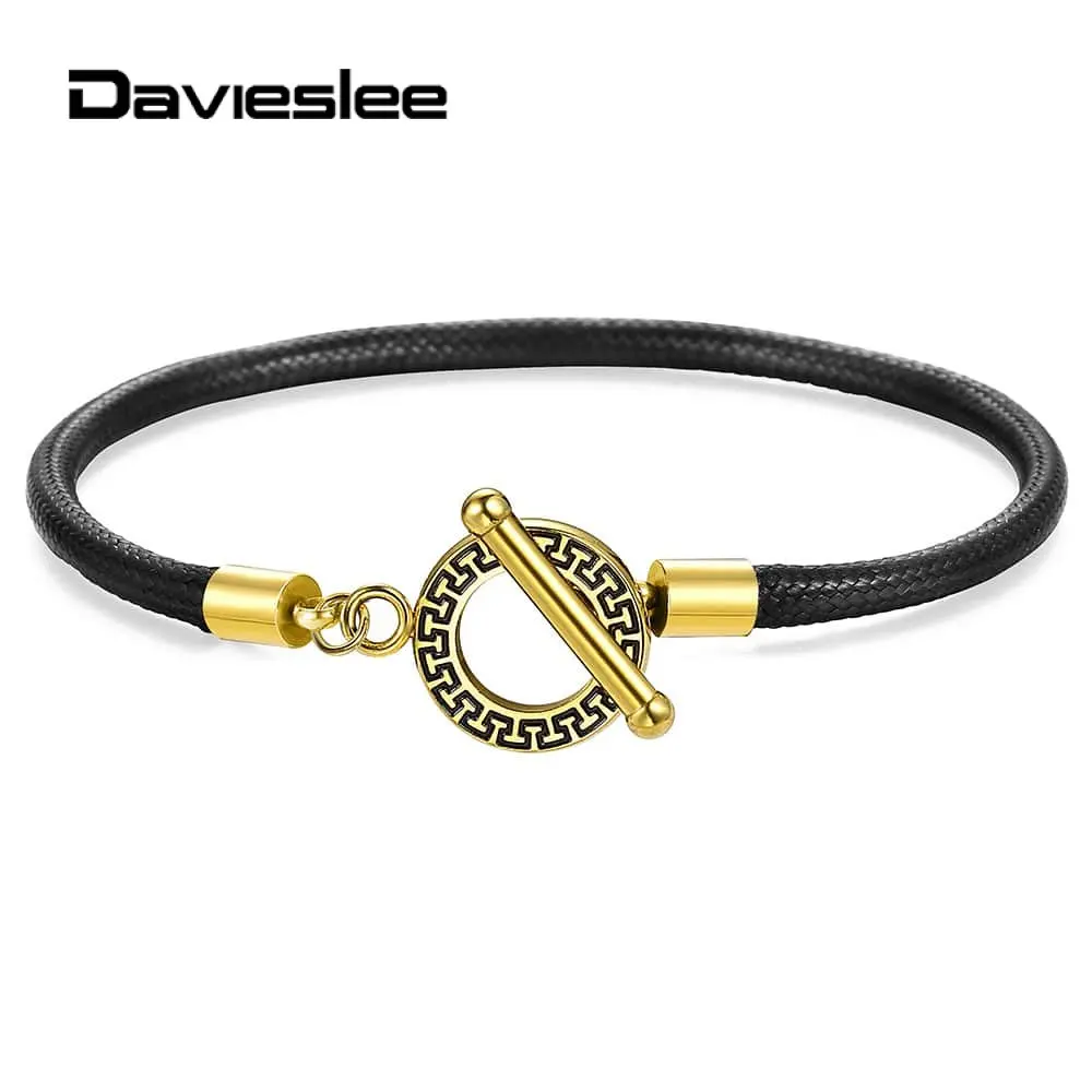 Новинка 4 мм простой черный кожанный браслет ручной работы для мужчин и женщин Очаровательная Застежка модные ювелирные изделия подарки 8-10 дюймов DDLB186