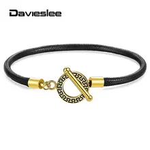 Новинка 4 мм простой черный кожанный браслет ручной работы для мужчин и женщин Очаровательная Застежка модные ювелирные изделия подарки 8-10 дюймов DDLB186