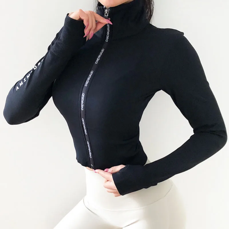 Women Long Sleeve Running Shirts Sexy Exposed Navel Yoga T-shirts Solid Sports  Shirts Quick Dry Fitness Gym Crop Tops Sport Wear - Sport9s