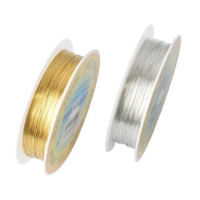 Cordón chapado en oro y plata de 0,2-1mm, cuerda de Metal, gran oferta, manualidades con abalorios