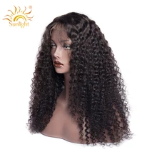 Солнечного света бразильский вьющиеся человеческие волосы парик 13x4 предварительно вырезанные Реми Синтетические волосы на кружеве парики из натуральных волос для Для женщин короткий Синтетические волосы на кружеве парик