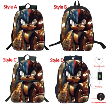 

Students Boys Girls Sonic Mario Rucksack 16inch Schoolbag Men Women Traval Bag Daily Laptop Backpack Fashion Surprise Gift