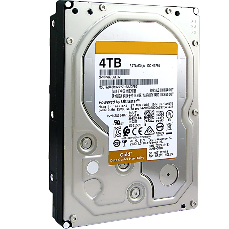 New Original HDD For WD Gold 4TB 3.5" SATA 6 Gb/s 256MB 7200RPM For Internal Hard Disk Enterprise Class HDD WD4003VRYZ