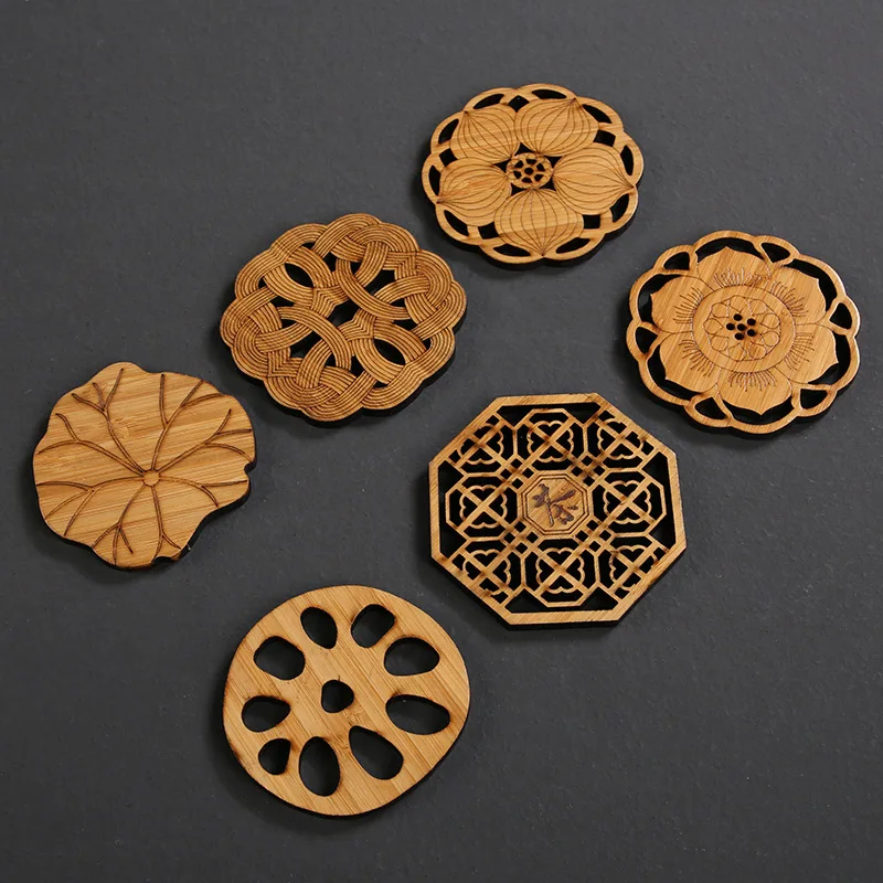

1pc Mini Handmade Bamboo Cup Mat Kung Fu Tea Accessories Table Placemats Coaster Coffee Cups Drinks Kitchen Product Mug Pads