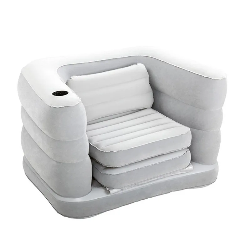 2in1 Inflatable Sofa Bed Inflatable Lounge Chair One Seat/two Seat Flocking PVC Air Sofa Bed Outdoor Furniture Outdoor Seating
