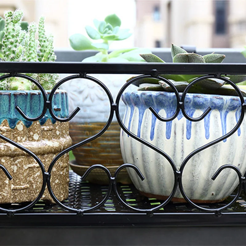 Flower Pot Organizer Hanging Rack Storage Basket Rack Closet Holders Balcony Rail Planter Shelf Fence Railing Flower Pots Holder