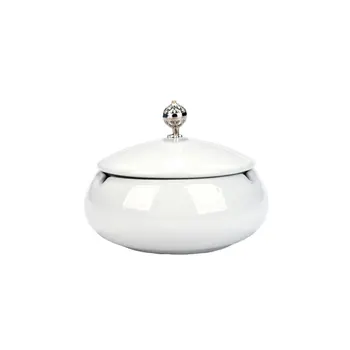 

1Pc Creative Cigarette Ashtray Plain Color Ash Tray Decorative Ashtray with Lid for Home Office (White)