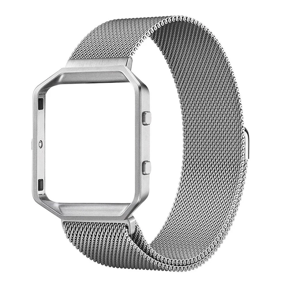 Silver KNS-7 ремешок из нержавеющей стали ремешок для Fitbit Blaze трекер w/рамка Большая замена Мужские t Band аксессуары для женщин мужчин - Цвет: Silver