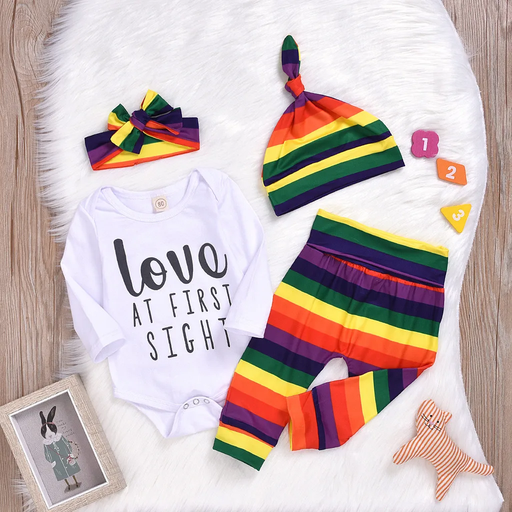 Одежда для маленьких девочек зимний комбинезон с надписью, комбинезон+ штаны в полоску+ повязка на голову+ шапочка, комплекты одежды ubranka dla niemowlat