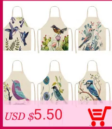 Kawaii Printed Elephant Car Sleeveless Aprons Kitchen Women Cotton Linen Pinafore Home Cooking Baking Waist Bib 53*65cm WQL0161