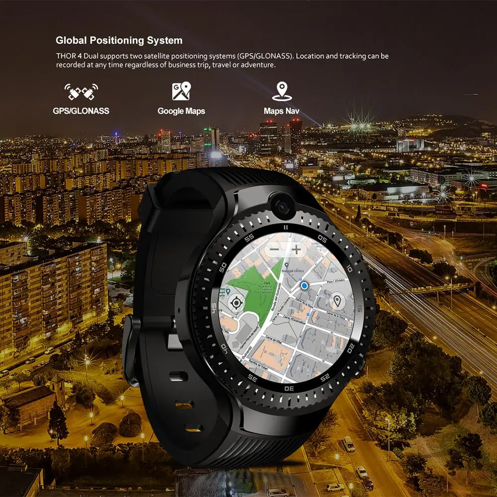 Смарт-часы Zeblaze THOR 4 Dual 4G LTE Android четырехъядерный процессор 1 Гб+ 16 Гб Двойная камера 1," AOMLED gps/ГЛОНАСС WiFi Смарт-часы с сердечным ритмом