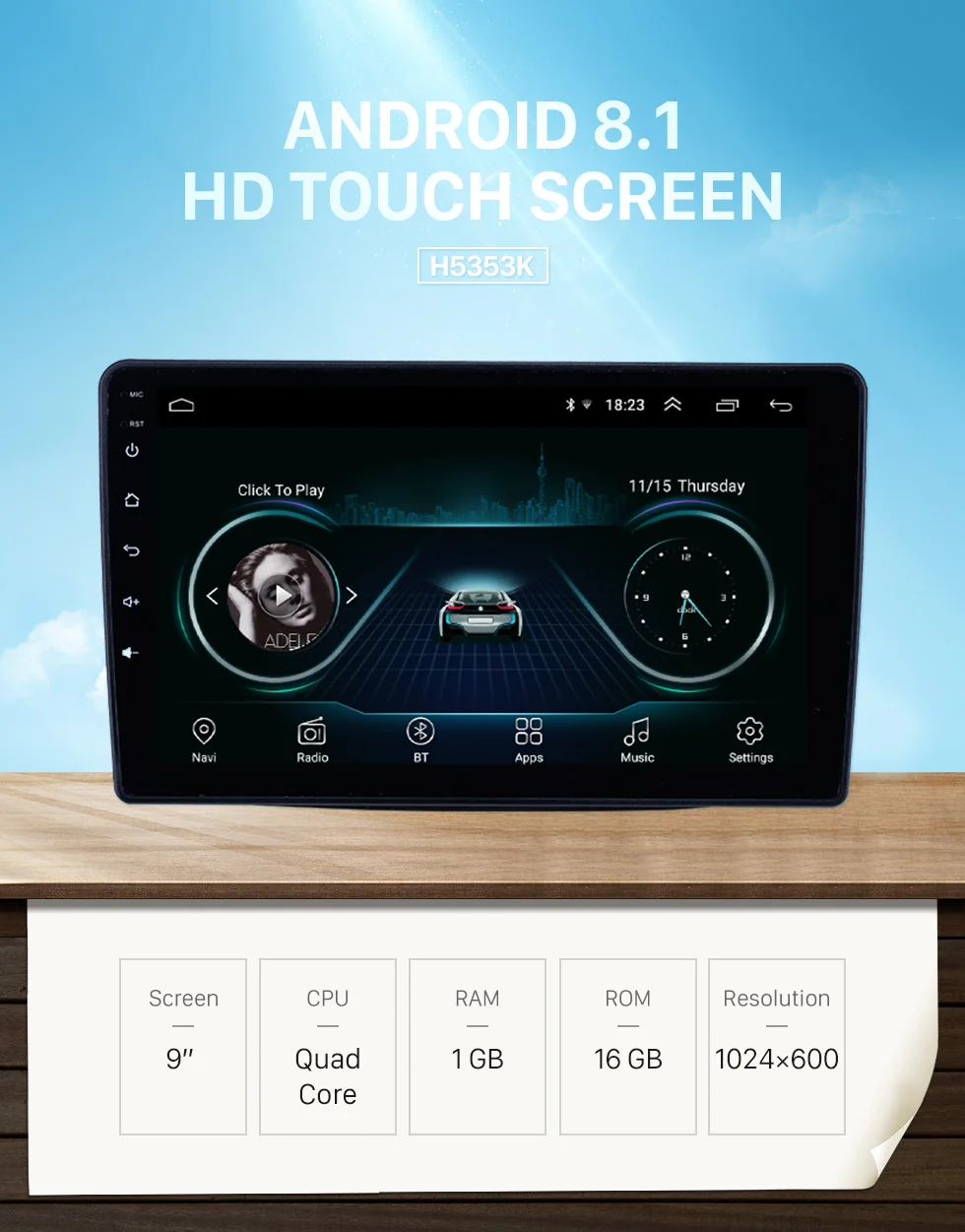 Sale Harfey GPS Navigation Car Radio HD Touchscreen 9 inch Bluetooth for Hyundai Sorento 2013-2014 Android 8.1 support SWC Carplay 0