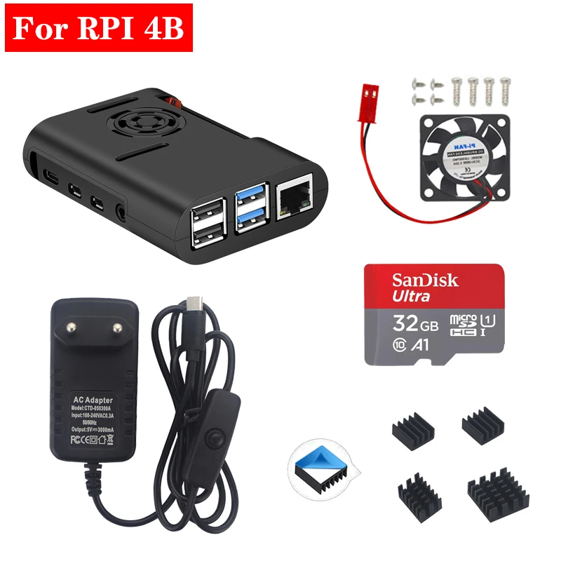 

Raspberry Pi 4 ABS Case Black Plastic Box Enclosure with Cooling Fan Cooler for Raspberry Pi 4 Model B Pi 4B Pi4