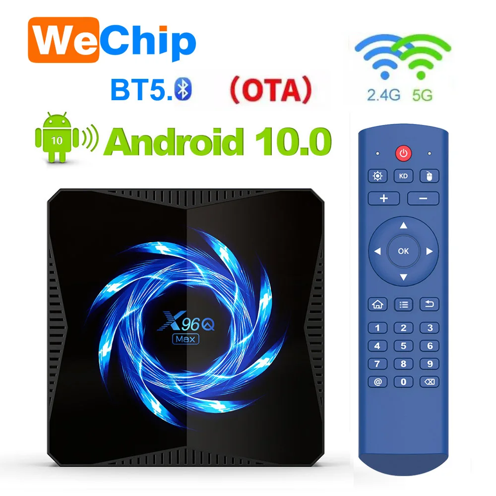 ТВ-приставка Wechip X96Q MAX Android 10 4G 64 ГБ 2 и 5G Dual wifi AC 6K голосовой помощник Google BT5.0 Youtube |