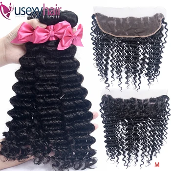 

Deep Wave Bundles With Frontal Ear To Ear Lace Frontal With Bundles Malaysian Human Hair Bundles With Closure