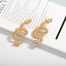 Европейские Винтажные серьги Lucky Dargon для женщин и мужчин, ювелирные изделия, Золотые для ушей, серьги-гвоздики ручной работы, женские серьги-гвоздики, подарок для девочек E354