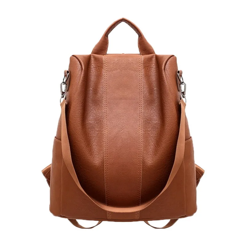 Повседневный рюкзак с защитой от кражи, школьный рюкзак для девочек-подростков, женский многофункциональный рюкзак из ткани Оксфорд, водонепроницаемый рюкзак - Цвет: Brown