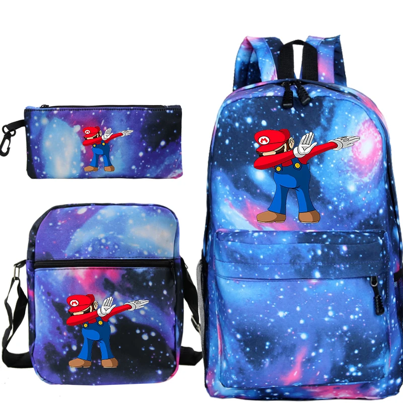 Супер рюкзак Марио кавайный чехол для карандаша для школы Mochila plecak аниме дорожные рюкзаки Sac A Dos 3 шт./компл - Цвет: 10