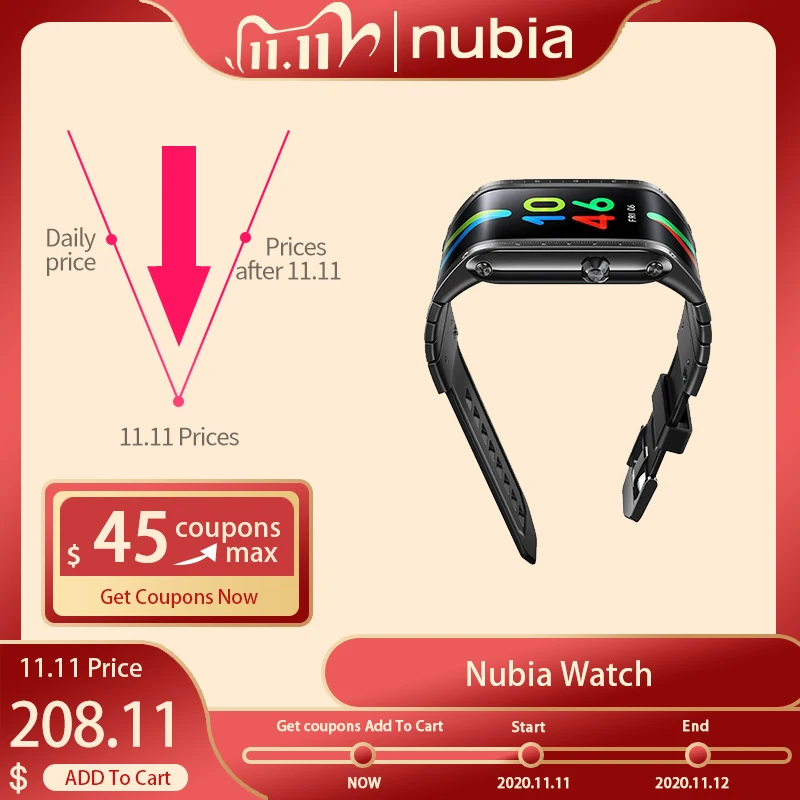 100% Original Global Version Nubia Watch 4.01''