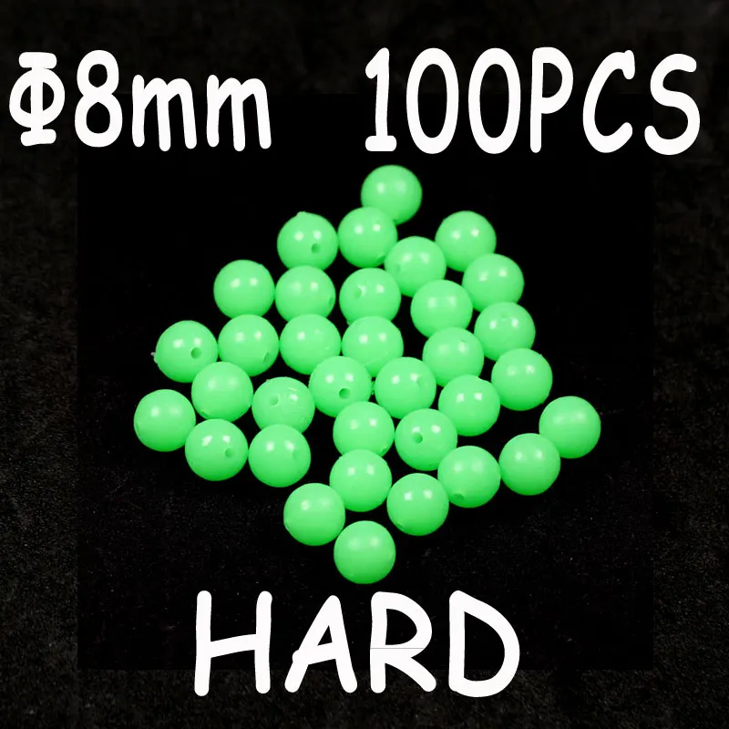 100pcs green 8x8mm 100 шт рыболовные снасти в виде бобов светящиеся круглые поплавки пробки светящиеся такелажные Бусины Пластиковые снасти Соблазнительные аксессуары красный зеленый - Цвет: 100pcs green 8x8mm